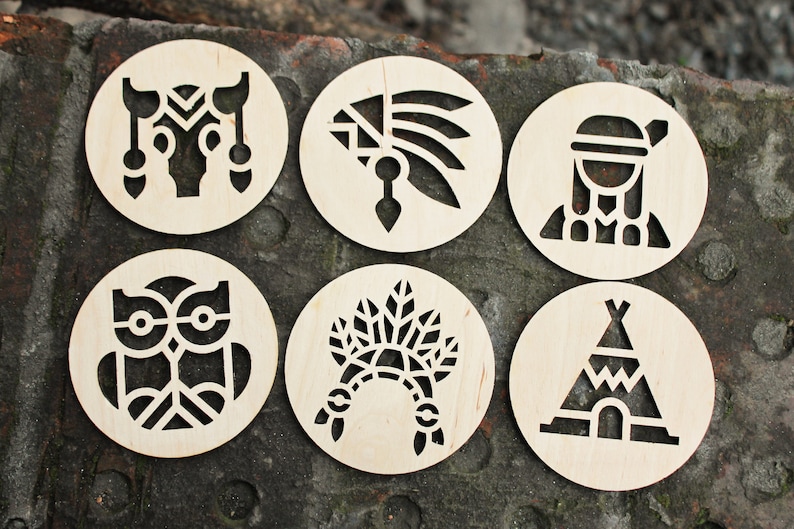 Native American Wooden Coasters - Unfinished Coasters 3.5 Inches - Made ...