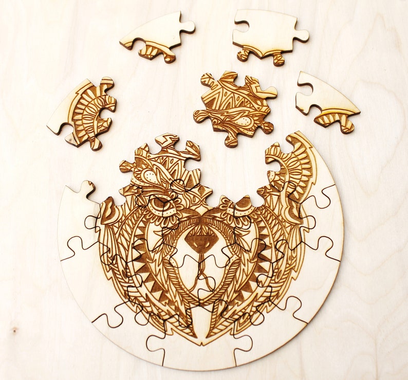 Wooden Puzzle - Bear - Kids Adult Puzzle - Laser Cut Puzzle Blank 7 ...