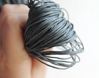 Dark grey Wax Cotton Cord 1mm 10 meters - 10,9 yards or 32,8 feet