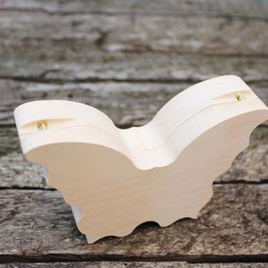Hinged Butterfly-box unfinished wooden natural, eco friendly wedding box engaged butterfly-box image 7