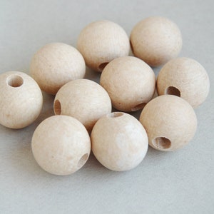 25 mm Wooden beads 50 pcs big hole 8 mm natural eco friendly image 1
