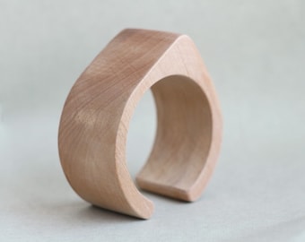 45 mm Wooden cuff unfinished drop shape - natural eco friendly TA45
