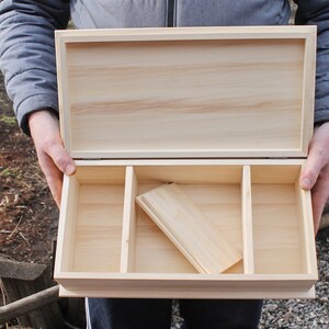 Big wooden rectangular box unfinished wooden box 420 mm 16.5 inch on two hinges made of poplar wood image 5