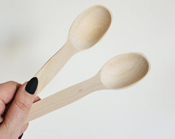 Set of 2 handmade wooden spoons - 7.9 inches - natural eco friendly - made of beech wood