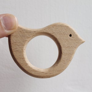 Bird-teether, natural, eco-friendly Natural Wooden Toy Teether Handmade wooden teether image 2