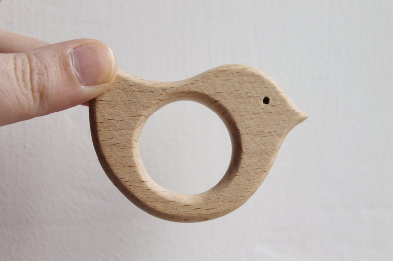 Bird-teether, natural, eco-friendly Natural Wooden Toy Teether Handmade wooden teether image 2