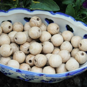 Ash wood beads 15 mm 0.6 inches Natural wooden beads 25 pcs eco friendly ash wood image 2