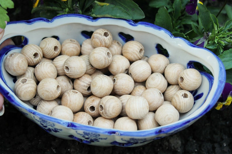 Ash wood beads 15 mm 0.6 inches Natural wooden beads 25 pcs eco friendly ash wood image 2