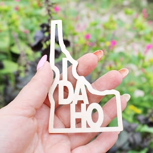 Idaho State Inschrift/Anhänger/Schlüsselanhänger/Kreuzstich Rohlinge - Laser Cut - unfertiger Rohling - Idaho Map Form