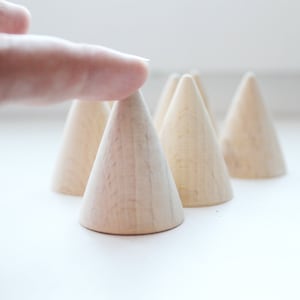 Lot de 5 - Grands cônes en bois 40 x 30 mm 5 pcs - respectueux de l'environnement - CNES - sans trous