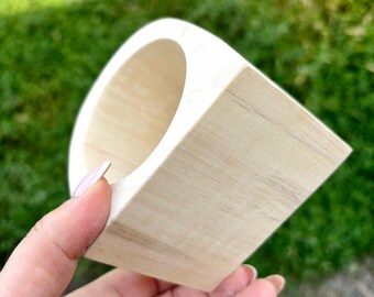 Unfinished Wooden Bangle Bracelet, Wide Linden Wood Cuff, DIY Paintable Bracelet Blank, Wood Jewelry Base for Decoupage