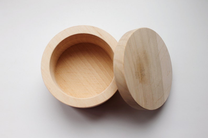 Round Unfinished Wooden Box With Cover Natural Eco Etsy