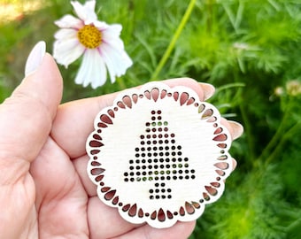 Modèle de sapin de Noël à broder au point de croix, ornement en bois découpé au laser, décoration de Noël à faire soi-même, matériel de loisirs créatifs en contreplaqué