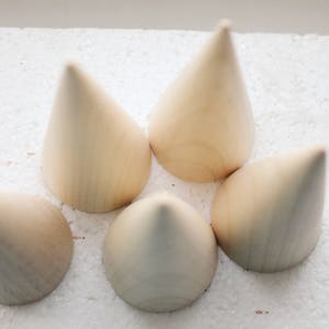 Set of 5 Big Wooden cones 75x35 mm 5 pcs eco friendly CONES without holes beech-tree image 6