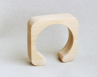 25 mm Wooden cuff unfinished square with break - natural eco friendly fe25