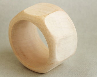 50 mm Wooden hex nut bangle unfinished - natural eco friendly hex50