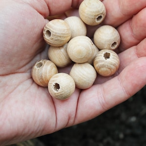 Ash wood beads 15 mm 0.6 inches Natural wooden beads 25 pcs eco friendly ash wood zdjęcie 5