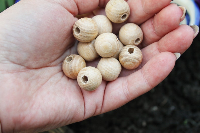 Ash wood beads 15 mm 0.6 inches Natural wooden beads 25 pcs eco friendly ash wood zdjęcie 5