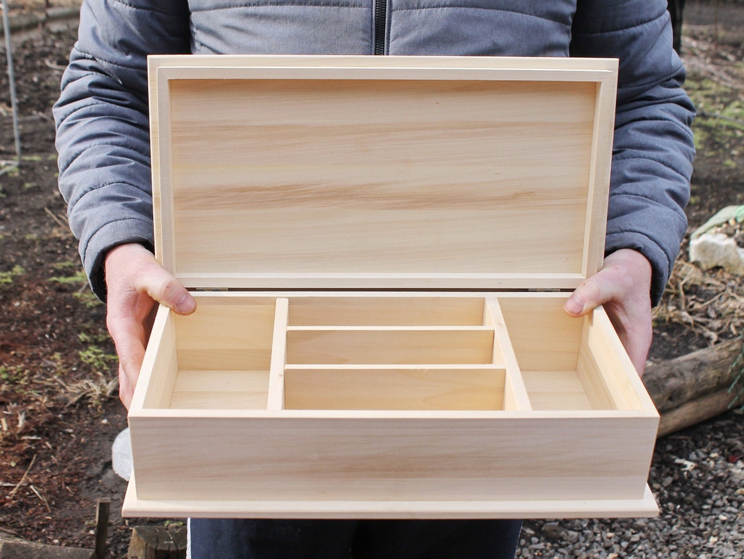 Big Wooden Rectangular Box Unfinished Wooden Box 420 Mm Etsy