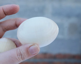 Wooden "chicken" Eggs - set of 2 - 65 mm - natural eco friendly - made from Carpathian spruce-tree