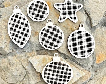 大型木製クロスステッチクリスマスオーナメント - レーザーカットされたバーチ合板ブランク、2.25mmの大きな穴 - DIY刺繍オーナメント
