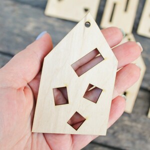 Set of 6 Wooden houses Laser Cut unfinished blank 3.9 inches Home Decor Laser cut wood plywood image 2