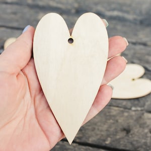 Set of 5 Wooden hearts Laser Cut - unfinished blank - 4.3 inches - Home Decor - Laser cut wood - plywood