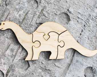 Dino-puzzle blank - 5.8 inch - do it yourself puzzle - laser cut puzzle blank - Wooden Puzzle - 4 pieces