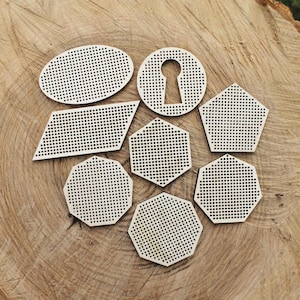 Set of 8 Embroidery Blanks – Laser Cut Wooden Shapes for Stitching Projects - Geometric Wooden Embroidery Blanks