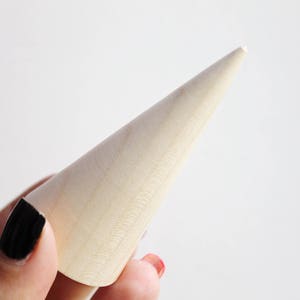 Set of 5 Big Wooden cones 75x35 mm 5 pcs eco friendly CONES without holes beech-tree image 3