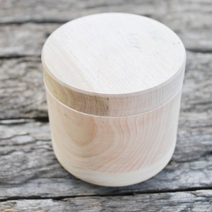 Boîte ronde en bois brut de 85 mm hauteur 65 mm en bois de hêtre diamètre 85 mm image 2