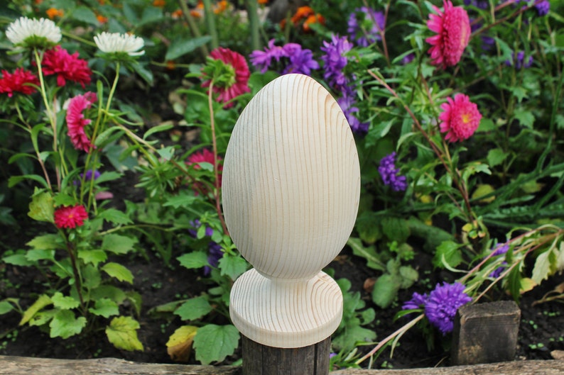 Big Wooden egg 200 mm 7.9 inches unfinished natural eco friendly made of spruce wood image 5