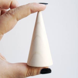 Set of 5 Big Wooden cones 75x35 mm 5 pcs eco friendly CONES without holes beech-tree image 2