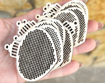 Holz Kreuzstich Ornament Rohling, Birkensperrholz Stickerei Anhänger, Laser geschnitten Spielerei DIY Handwerk