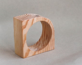 35 mm Wooden bangle unfinished corner - natural eco friendly IL35