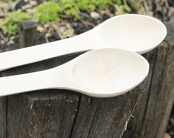 Set of 2 handmade wooden spoons - 9.8 inches - natural eco friendly - made of beech wood