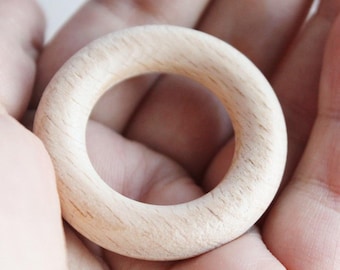 Anneaux en bois bruts - 42 mm (1,65") - connecteur en bois - naturel respectueux de l'environnement - 5 pcs - fabriqué à partir de hêtre