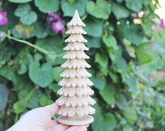 Árbol de Navidad de madera - 200 mm - 7,9 pulgadas - Árbol de Navidad de madera sin terminar hecho a mano - hecho de madera de aliso