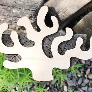 Coral blank Laser Cut - unfinished blank - 7.5 inches - Home Decor - Laser cut wood - plywood