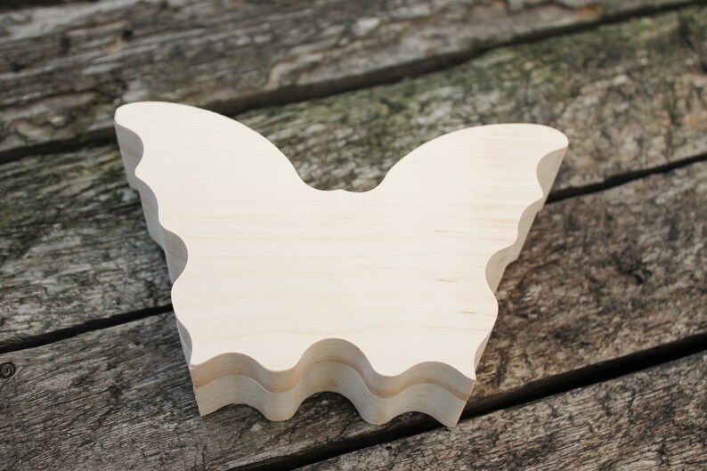 Hinged Butterfly-box unfinished wooden natural, eco friendly wedding box engaged butterfly-box image 3