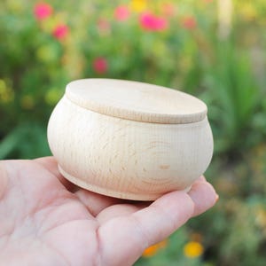 75 mm round unfinished wooden box - 3 inches - natural, eco friendly - made of beech wood