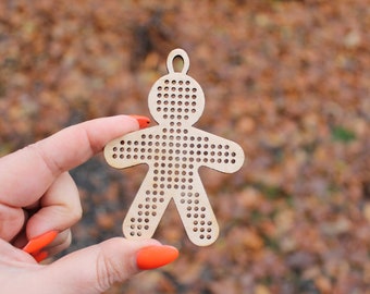Man Cross stitch blank 3.4 inches - blanks Wood Needlecraft Pendant, wooden cross stitch blank