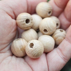 Ash wood beads 15 mm 0.6 inches Natural wooden beads 25 pcs eco friendly ash wood image 6