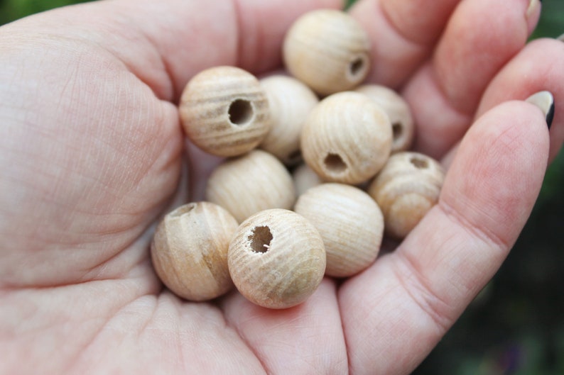 Ash wood beads 15 mm 0.6 inches Natural wooden beads 25 pcs eco friendly ash wood zdjęcie 6