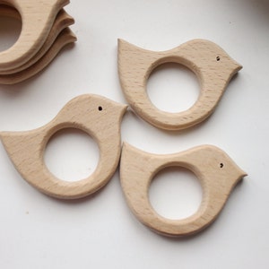 Bird-teether, natural, eco-friendly Natural Wooden Toy Teether Handmade wooden teether image 4