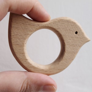 Bird-teether, natural, eco-friendly Natural Wooden Toy Teether Handmade wooden teether image 1