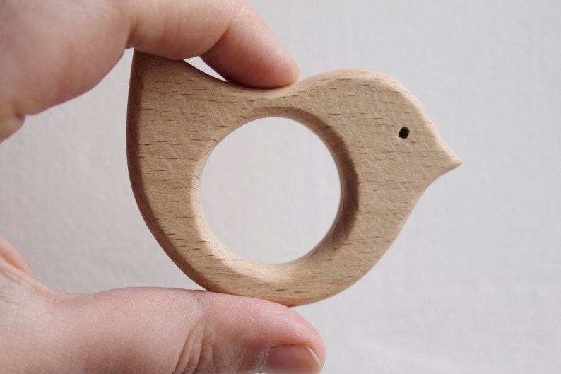 Bird-teether, natural, eco-friendly Natural Wooden Toy Teether Handmade wooden teether image 1