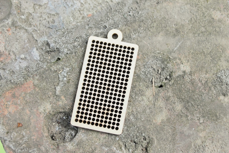 Pendentif en bois blanc rectangle au point de croix, base de broderie pour bijoux, ornement, broche, fournitures pour travaux manuels - 2,3 pouces image 4