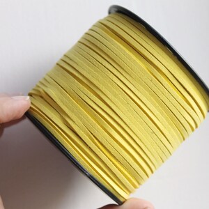 Yellow  (lemon) Suede cord - high quality soft faux cord 2 m - 2,18  yards or 6,5 feet