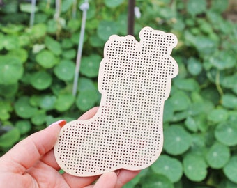 Christmas stocking - Cross stitch big blank 125 mm (5 inches) - Christmas decor - New Year Wood blank -  wooden christmas ornament
